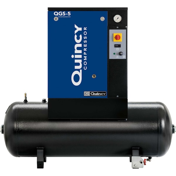 Quincy QGS 5-HP 60- Gallon Tank Mounted Rotary Screw Air Compressor 230/1/60